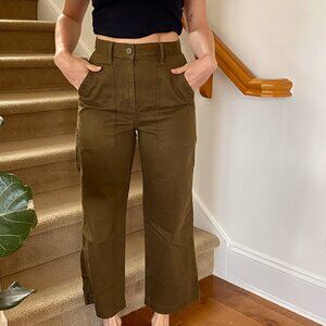 Oak & Fort army green/brown cropped cargo pants